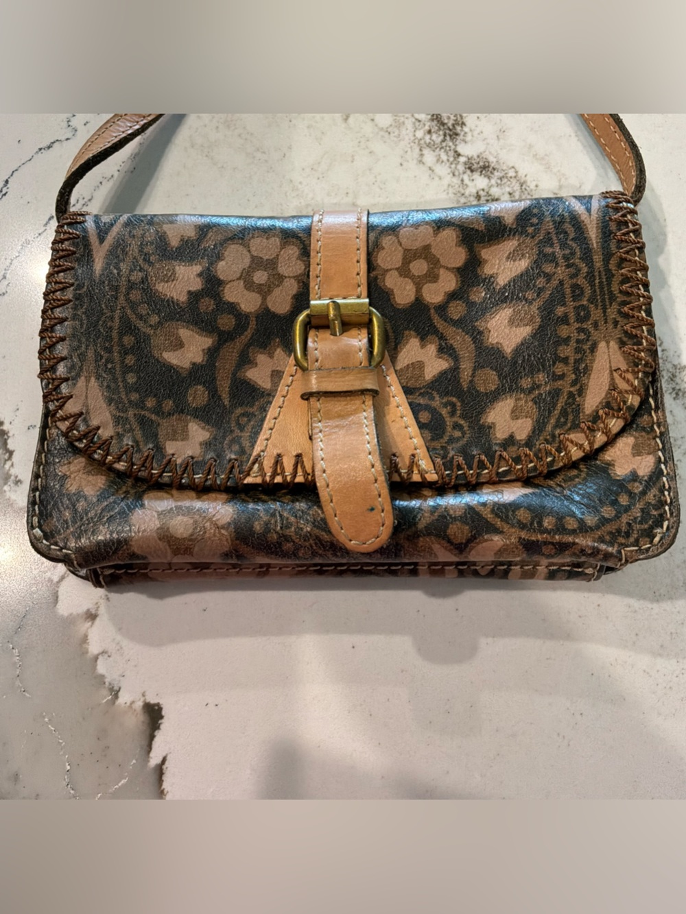 Patricia Nash Torri Patterned Leather Crossbody Bag
